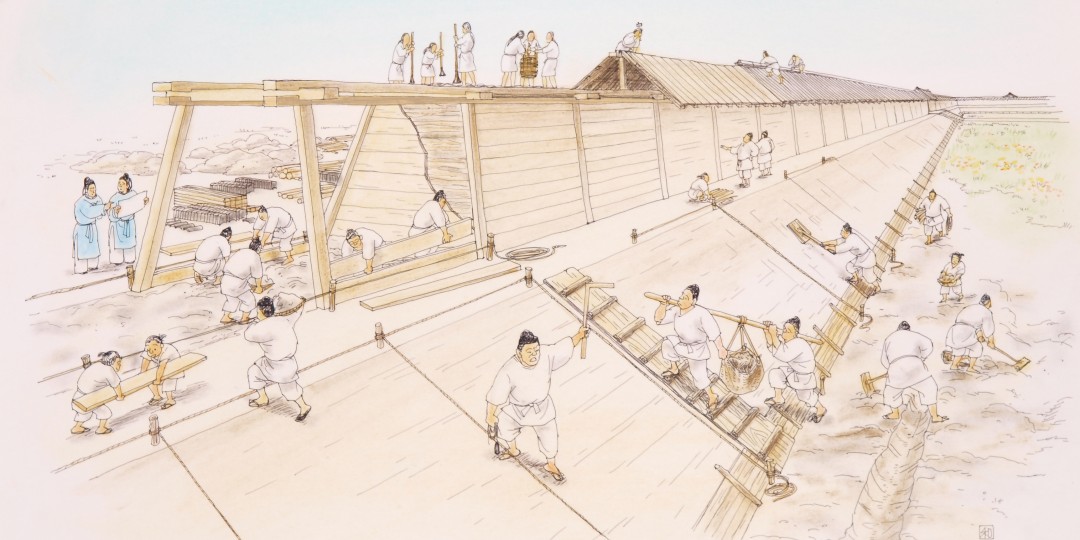 「完成まぢかの築地」イラスト