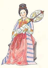 椅子に座る貴族女性