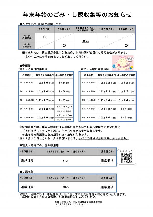 R7年末ごみ収集予定表1
